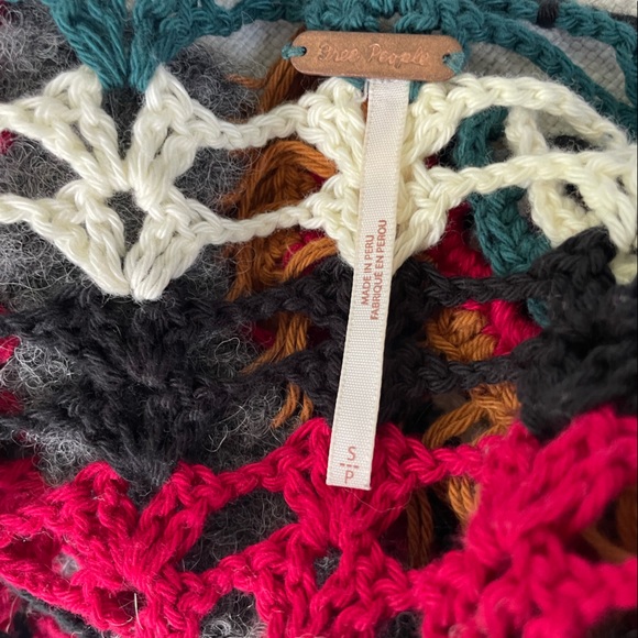 Free People RARE Rainbow Crochet Sweater S - Picture 4 of 6